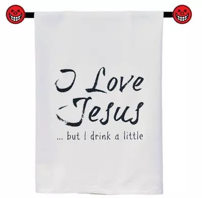 Kitchen Dish Tea Towel Love JESUS But I Drink A Little Hang Tight Missy Madewell • £6.63