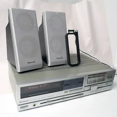 HITACHI HTA-25F Silver AM/FM Stereo Tuner Amplifier Panasonic Speakers SEEVIDEO • $99.95