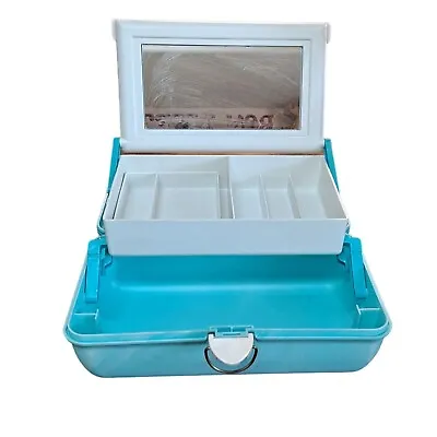$32.99 • Buy Vintage 90's Caboodles Makeup Case Turquoise Teal Blue Marble Model 2620 Mirror