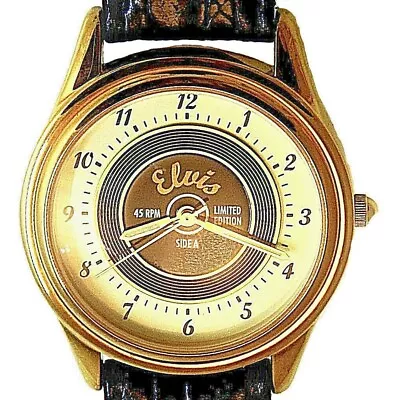 Elvis Gold Tone 1995 Fossil Limited Edition Leather Watch #1357/15000 Only $110 • $109.85