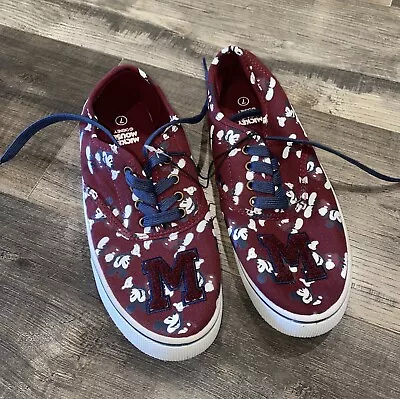 Disney Mickey Mouse Theme Canvas Sneakers Womans Shoes Maroon Size 7 • $31.99