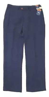🌴🌴Tommy Bahama La Jolla Linen-blend Flat Front Pants 34x32 Blue Authentic Fit • $68