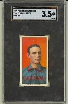 1909 T206 CLARK GRIFFITH Cincinnati Reds HOF SGC 3.5 Piedmont No Creases • $395