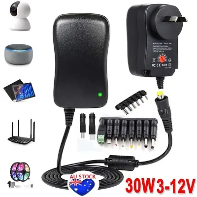 30W 3V/4.5V/5V/6V/7.5V/9V/12V Universal AC/DC Adjustable Power Supply Adapter AU • $16.99