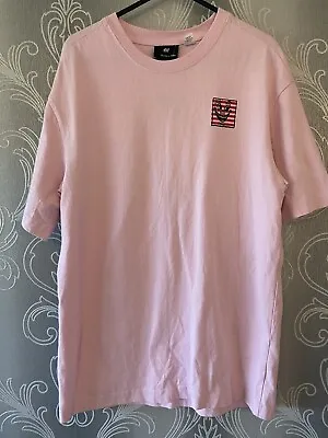 H&M X Keith Haring Pink Shirt 100% Cotton - Small Relaxed Fit UK 10/12 • £7.99