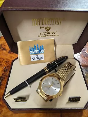 MANHATTAN By CROTON Mens Watch Japan Quartz Water Resistant (need Battery) • $37.95