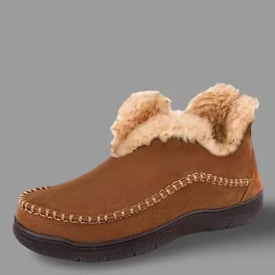 Mens Slipper Boots Slip On Memory Foam Faux Sheepskin Size 12 *SEE DESCRIPTION* • £3.95