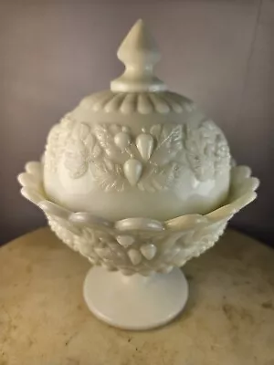 Vintage Milk Glass Westmoreland Covered Candy Dish Design  Small Chip Inside • $14.65