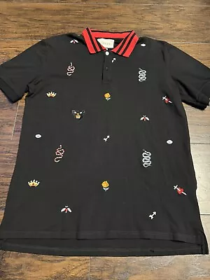 Gucci Embroidered Polo Men Size Medium SnakeFlowerArrow Bee Comfortable Rare • $175