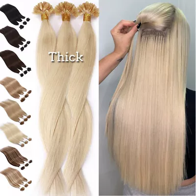 14 -24  Pre Bonded Keratin Nail U Tip Human Hair Extensions 1G Double Drawn 150G • £24.99