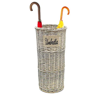 Rattan Umbrella Rack Stand Wicker Basket Holder Bin Brolly Storage Walking Stick • £19.99