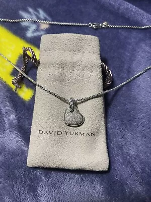 Authentic DAVID YURMAN Pave Diamonds SSilver Heart Necklace • $899