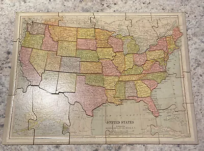 Vintage 1929 Madmar Quality Co Jigsaw Puzzle United States Map 12 X 9 HS6 • $37.99