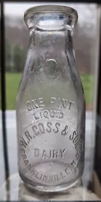 Pint W R GOSS & Sons Dairy Milk Bottle Franklinville NY Cattaraugus County • $34.99