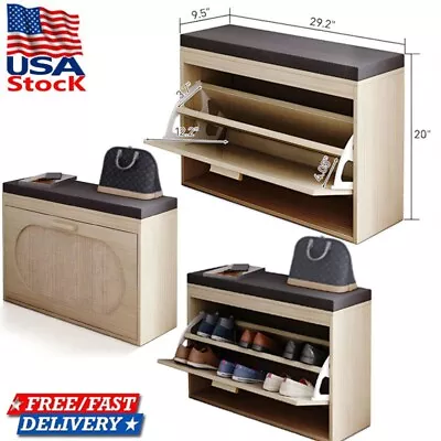 Entryway Hallway Shoe Bench Shoe Rack Shoe Cabinet Cushion Seat Ottoman W/ Door • $79.90