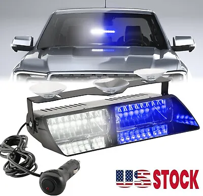 Universal 16LED 12V Car LED Dash Windshield Visor Safety Signal Light White Blue • $19.84