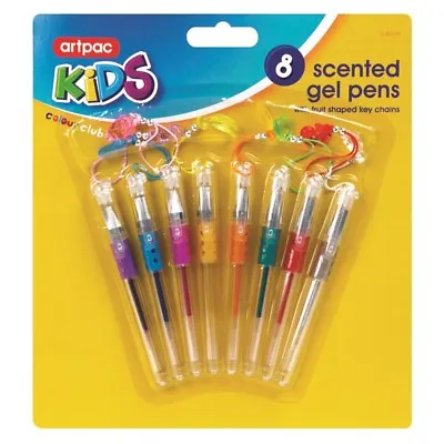 £3.99 • Buy 8 Pcs Pack Scented Mini With Fruit Shaped Key Chains Coloured Gel Pens UK SLR