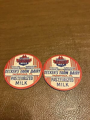 Lot Of 2 Decker’s Farm Dairy FactoryvillePA.Milk Caps • $2