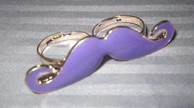 Trendy Double 2 Finger Mustache Ring Purple Goldtone Nip • $4.99