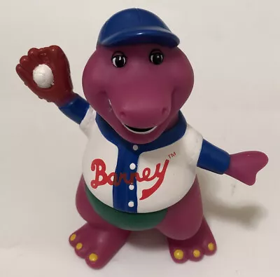 Lyons Vintage Barney Baseball Player Purple Dinosaur Plastic Toy Figure 5  Blue • $5.99