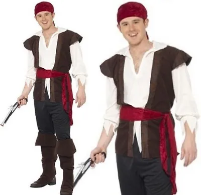 Mens Caribbean Pirate Fancy Dress Costume Men's Pirate Outfit By Smiffys • £22.99