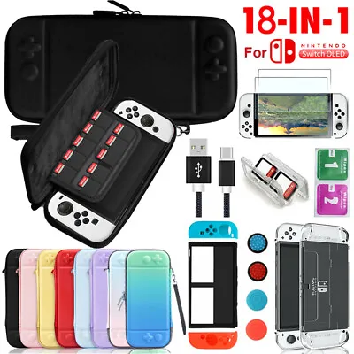 For Nintendo Switch OLED Travel Case EVA Bag+Screen Protector+Cover Accessories • $14.29