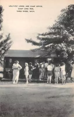 Lolly-pop Lodge Camp Lone Tree Three Rivers Michigan Dexter Press Postcard 1939 • £9.68