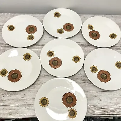 J&G Meakin Studio Pottery Plates Palma Sunflower Mid Century X 7  9” • £44