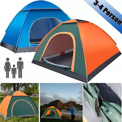 Instant Up Camping Tent Pop Up Tents Family Hiking Dome 3-4 Persons Bivvy Bags. • $36.67