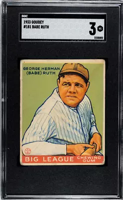 1933 Goudey Babe Ruth #181 SGC 3 • $16500