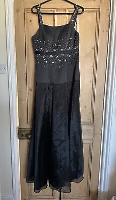 Black Sequin Ball Gown Corset Back - Size 12 - Evening Dress Prom • £25