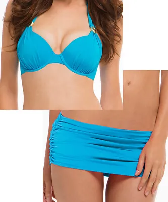 NWT A.CHE Swimsuit Bikini 2pc Set M 38C 36D 34DD 32E  Underwire Skirt • $49.98