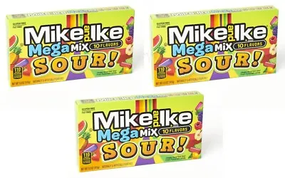 3x Mike & Ike Mega Mix Sour 10 Flavors Gluten And Fat Free Chewy Candy 141g • $15.32