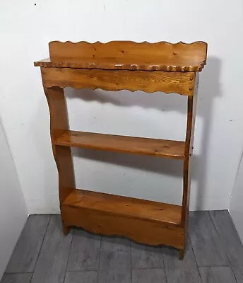 Vintage Rustic Farmhouse Country Carved Pine Wood Wall Display Shelf Curio Knick • $144