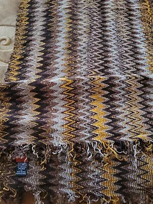 MISSONI Zig-Zag Pattern Multicolor/Brown/Yellow Acrylic/Wool Scarf Made In Italy • $49.99