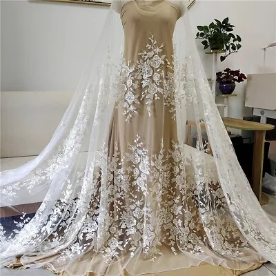 Flowers Embroidery Bridal Dress Veil Tulle Plant Costume Gown DIY Lace Fabric • $16.41