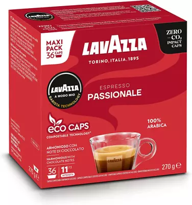 £11.57 • Buy New Lavazza A Modo Mio Passionale Coffee Pods Espresso,100% Arabica, 36 Capsules