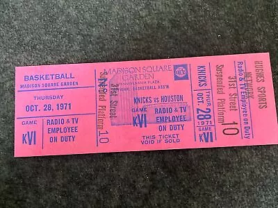 1971 New York Knicks Houston Rockets Media Press Pass Ticket MSG UNCUT! E. Hayes • $49.95