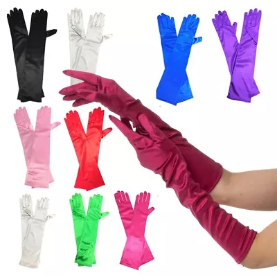£3.99 • Buy Womens Ladies Long Opera Evening Gloves Satin Charleston Party Dress Wedding UK