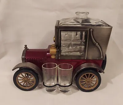 Vintage Ford Liquor Decanter Music Box With 4 Shot Glasses Works • $124