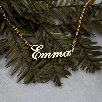 Personalized Name Necklace 21K Gold Plated Pendant Customize Women Jewelry Gift • £7.65