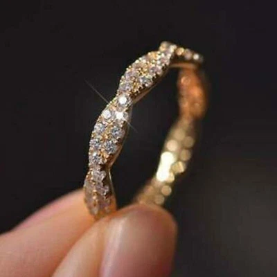 £69 • Buy 1Ct Round Diamond Full Eternity Wedding Band Ring 14K Yellow Gold Over Size J-T