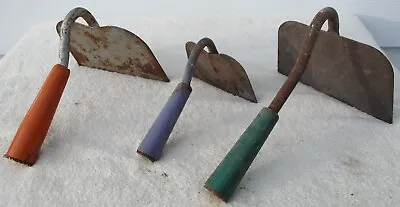 3 Vintage Hoe Head Swan Neck Assorted Color Green Orange Purple Old Garden Tool • $24.99