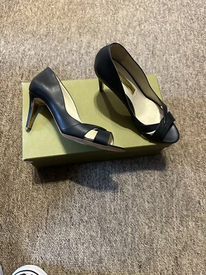 £99 • Buy Rupert Sanderson Peep Toe Shoe, Navy, Size 37, New In Box