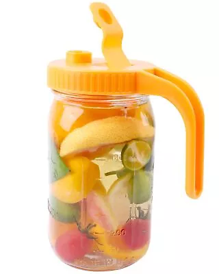 Mason Jar Pitcher With Pour Spout Lid & Handle 32 Oz Glass Pitcher Heavy Duty... • $18.76