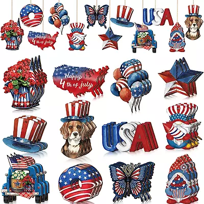 36 Pcs Patriotic Decor 4Th Of July Wooden Vintage Hanging Ornaments For Tree • $18.99