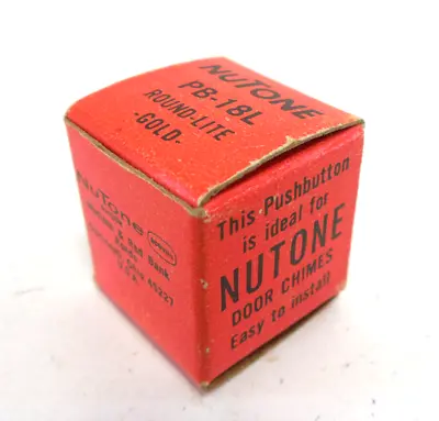 Vintage NuTone PB-18L Doorbell Button Round-Lite Gold Tone - New Old Stock • $19.99