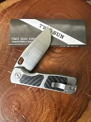TWOSUN Knife TS396 Keanu Design M390 Blade Titanium CF Inlays Bearing Pivot NEW • $70