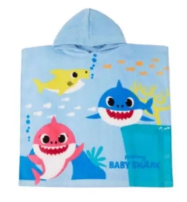 Baby Shark Hooded Towel Poncho Boys And Girls Kids Beach Bath Ex Nutmeg Holiday • £8.25