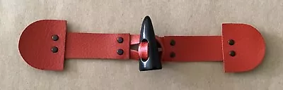 £3.99 • Buy Real RED Leather, Black Toggle Button, Black Metal Rivets, Duffle Coat Fasteners
